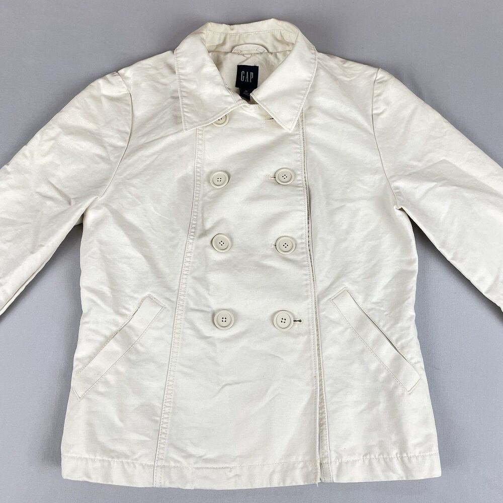 Gap Cotton Canvas Double Breasted Jacket Women’s Med Cream Chore Utility Vintage
